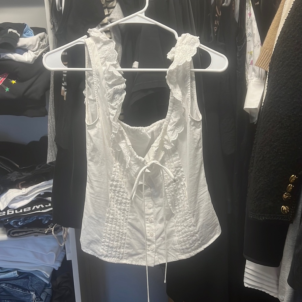Tank top white lace women